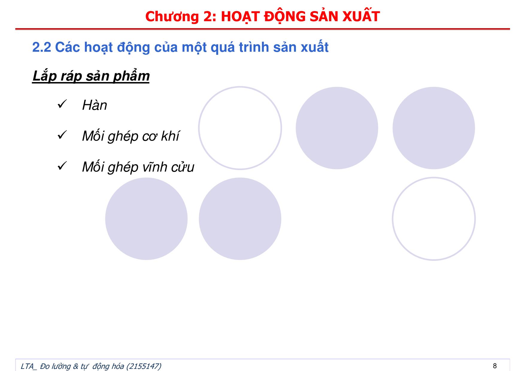 Bài giảng Đo lường và tự động hóa - Chương 2: Hoạt động sản xuất trang 8