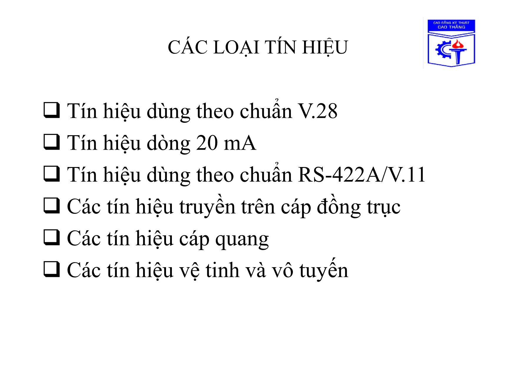 Bài giảng Truyền số liệu - Chương 2: Giao tiếp vật lý và môi trường truyền dữ liệu trang 5