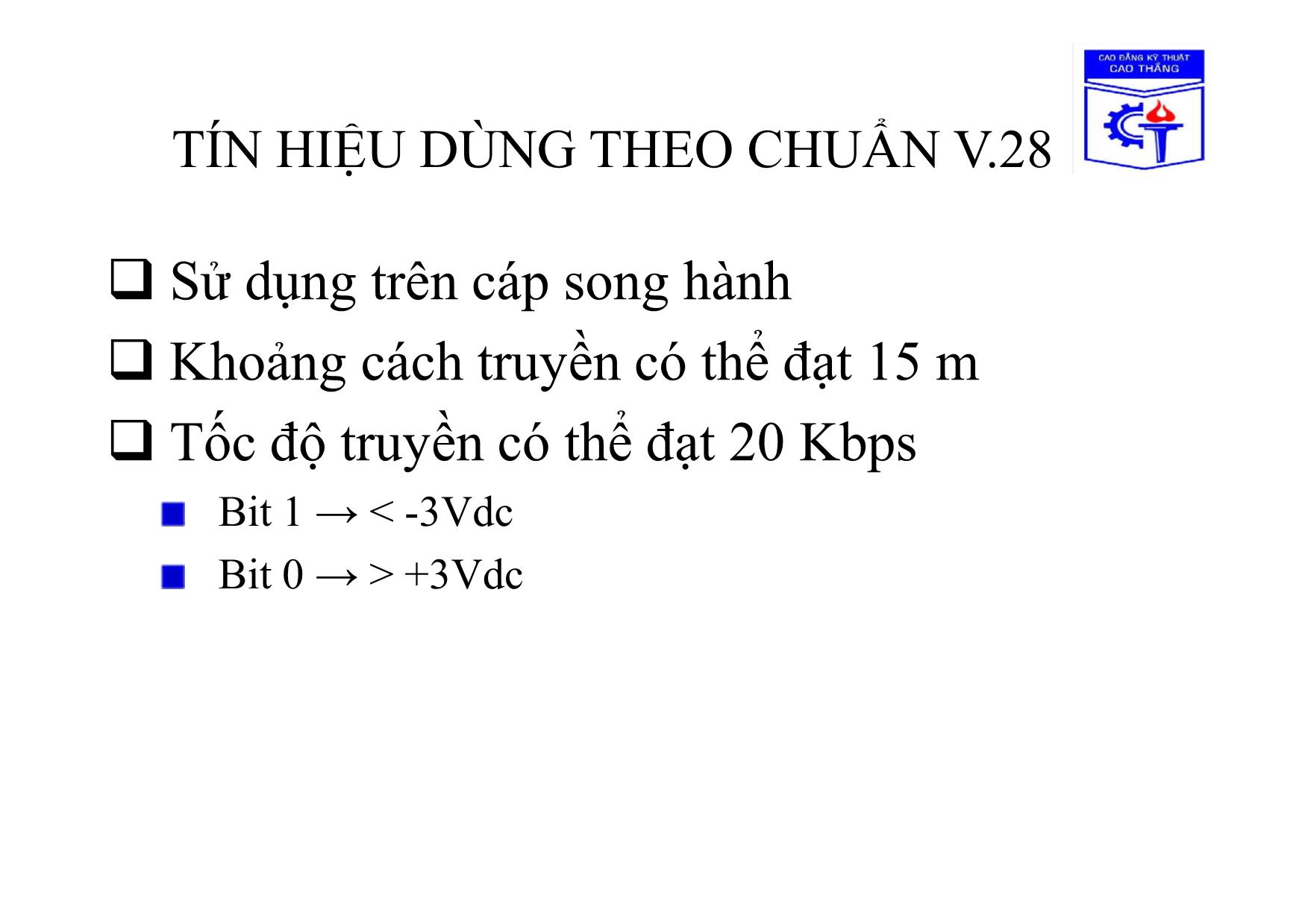 Bài giảng Truyền số liệu - Chương 2: Giao tiếp vật lý và môi trường truyền dữ liệu trang 7