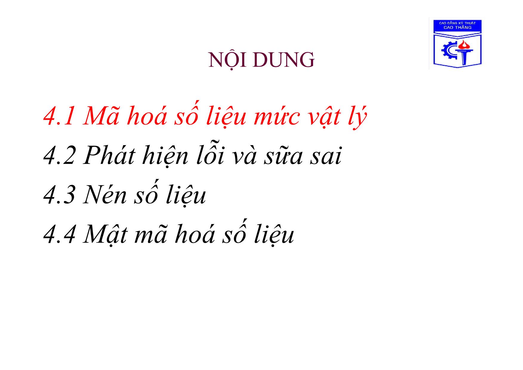 Bài giảng Truyền số liệu - Chương 4: Xử lý số liệu truyền trang 3