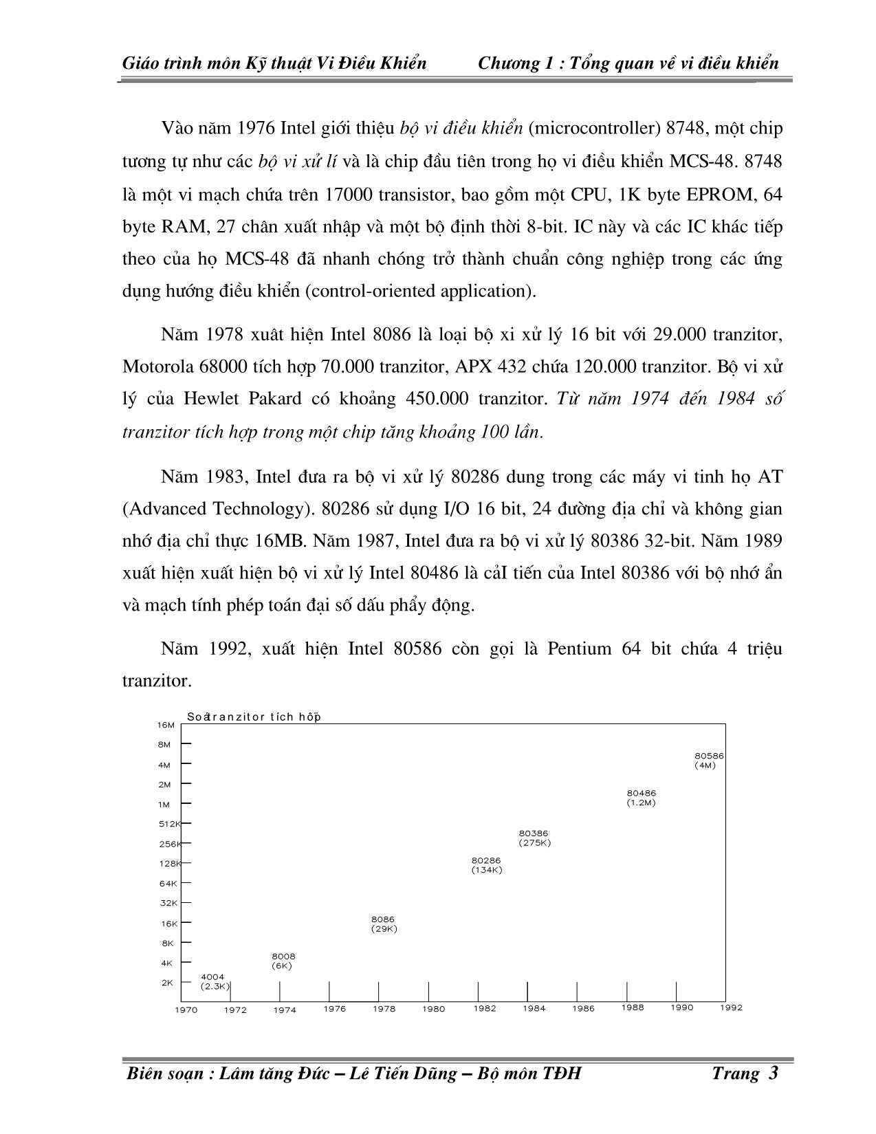 Giáo trình môn Kỹ thuật Vi điều khiển - Chương I: Tổng quan về Vi điều khiển trang 3