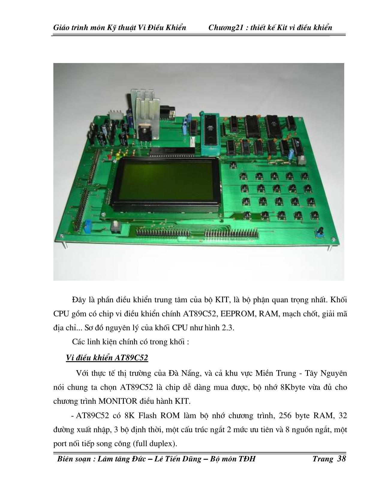 Giáo trình môn Kỹ thuật Vi điều khiển - Chương II: Thiết kế KIT vi điều khiển trang 10