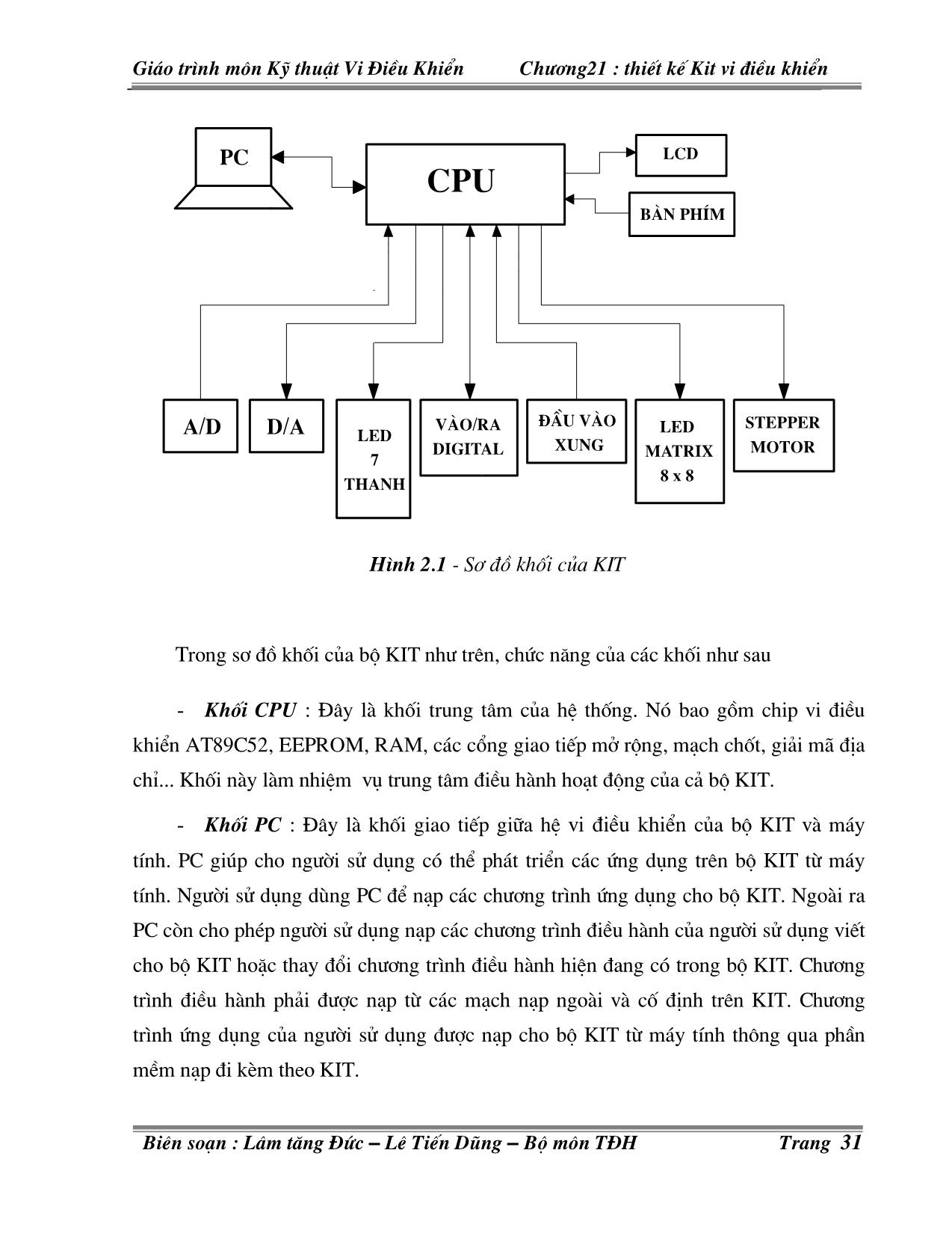 Giáo trình môn Kỹ thuật Vi điều khiển - Chương II: Thiết kế KIT vi điều khiển trang 3
