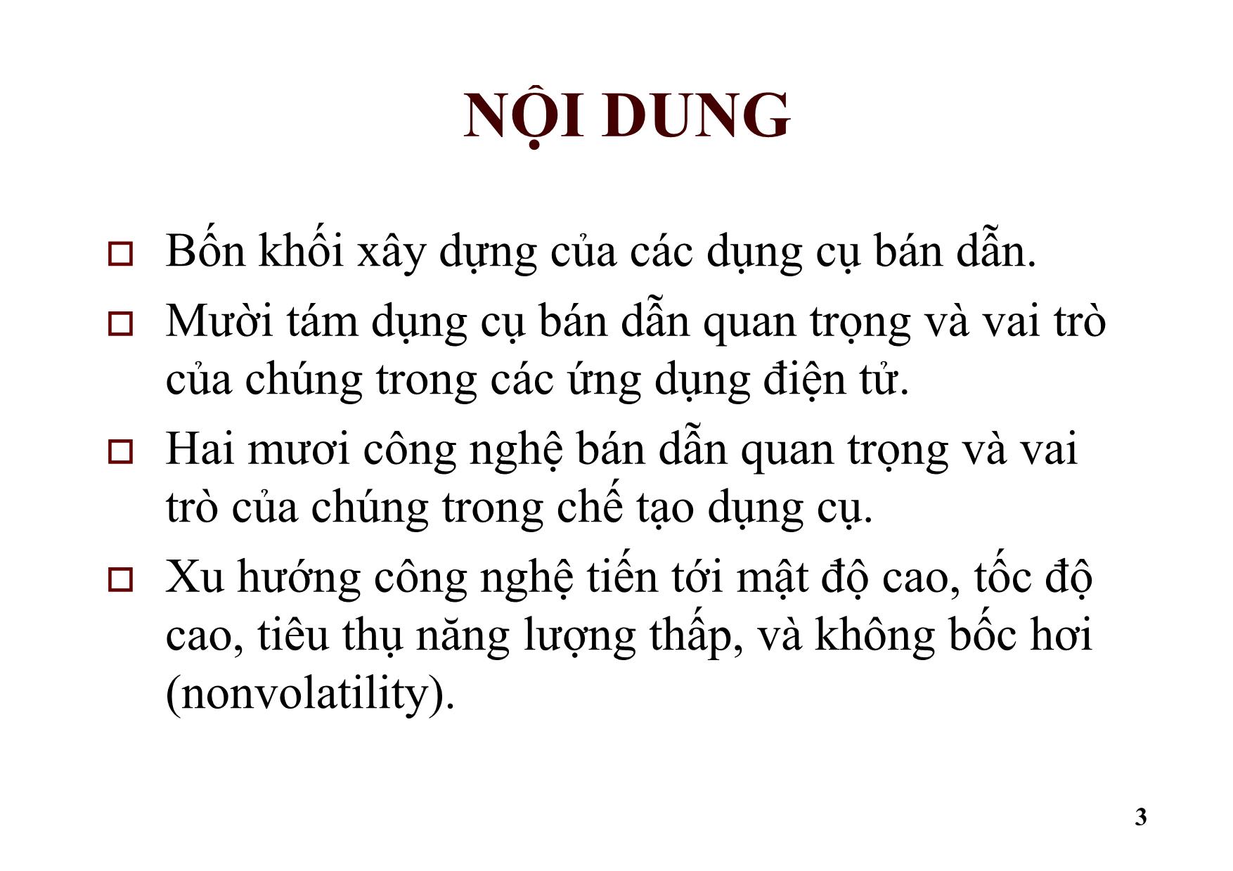 Bài giảng Dụng cụ bán dẫn - Chương 1: Giới thiệu trang 3