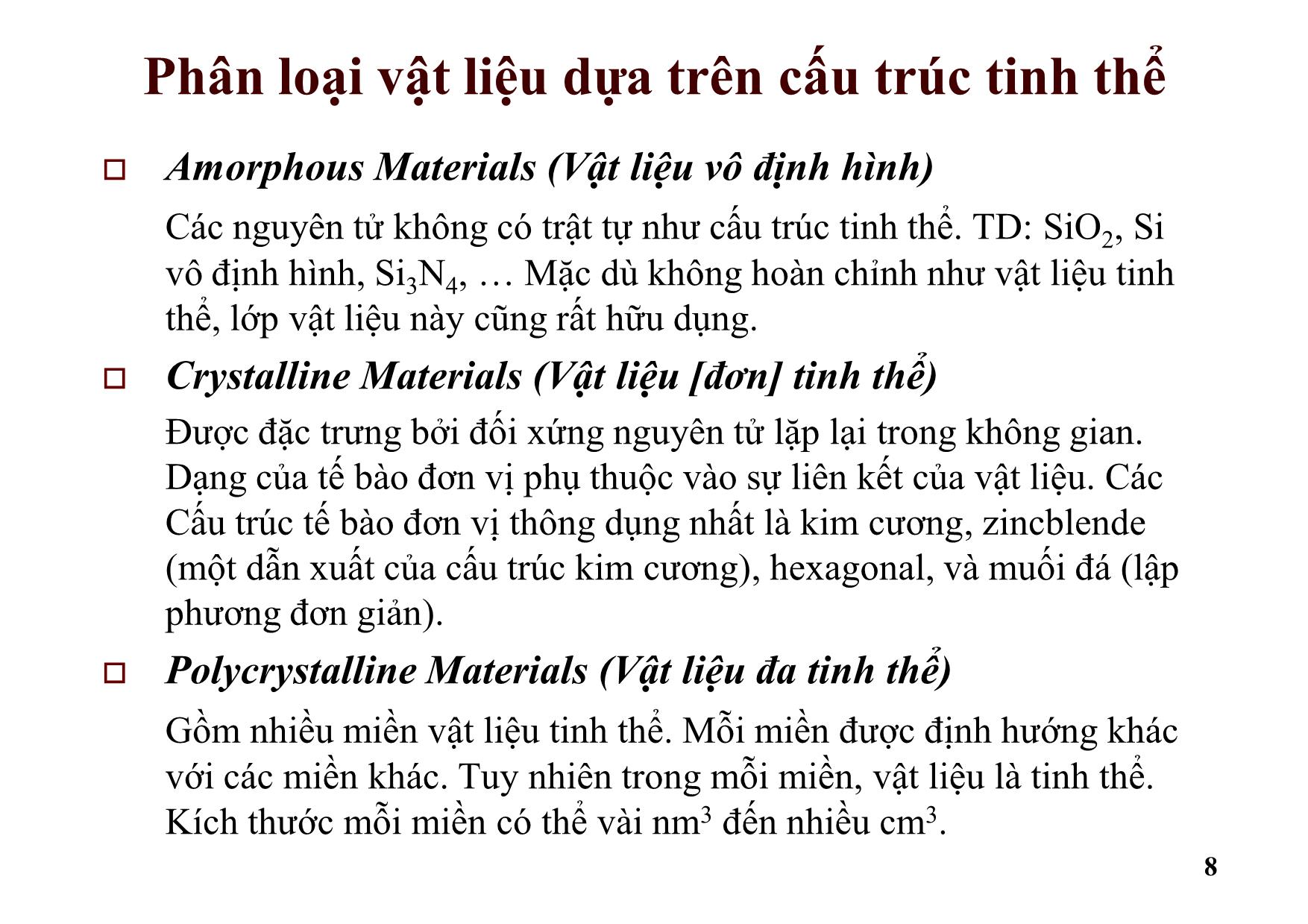 Bài giảng Dụng cụ bán dẫn - Chương 2: Dải năng lượng và nồng độ hạt dẫn ở cân bằng nhiệt trang 8