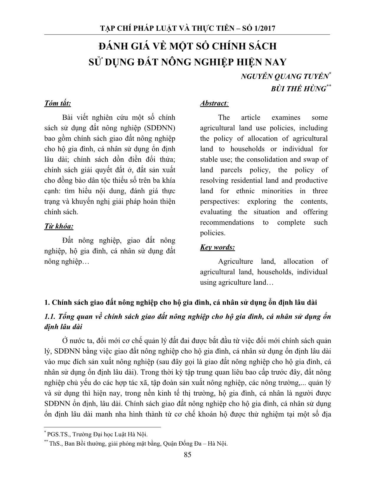 Đánh giá về một số chính sách sử dụng đất nông nghiệp hiện nay trang 1