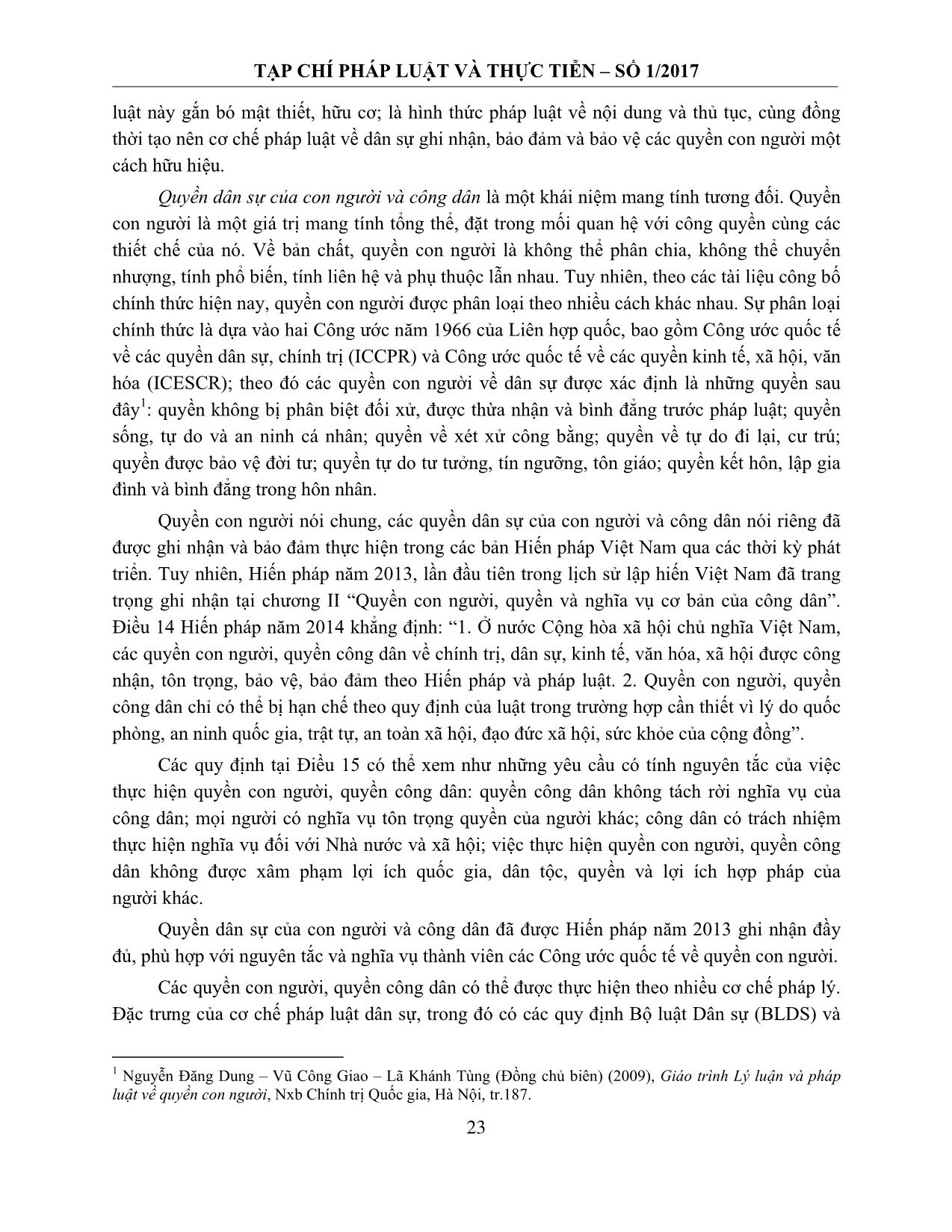 Pháp luật dân sự và tố tụng dân sự với việc đảm bảo thực hiện các quyền dân sự của con người và công dân theo Hiến pháp năm 2013 trang 2