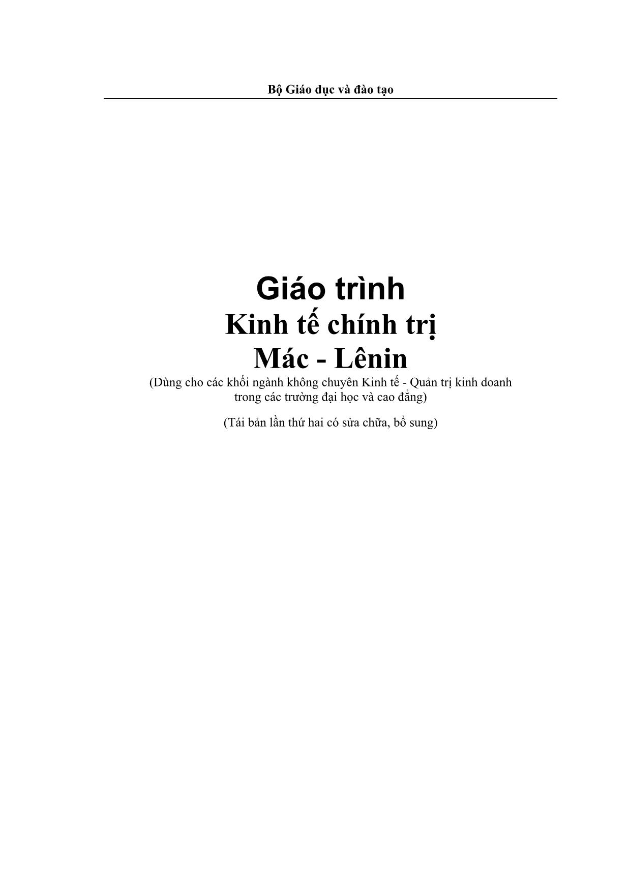 Giáo trình Kinh tế chính trị Mác - Lênin trang 1