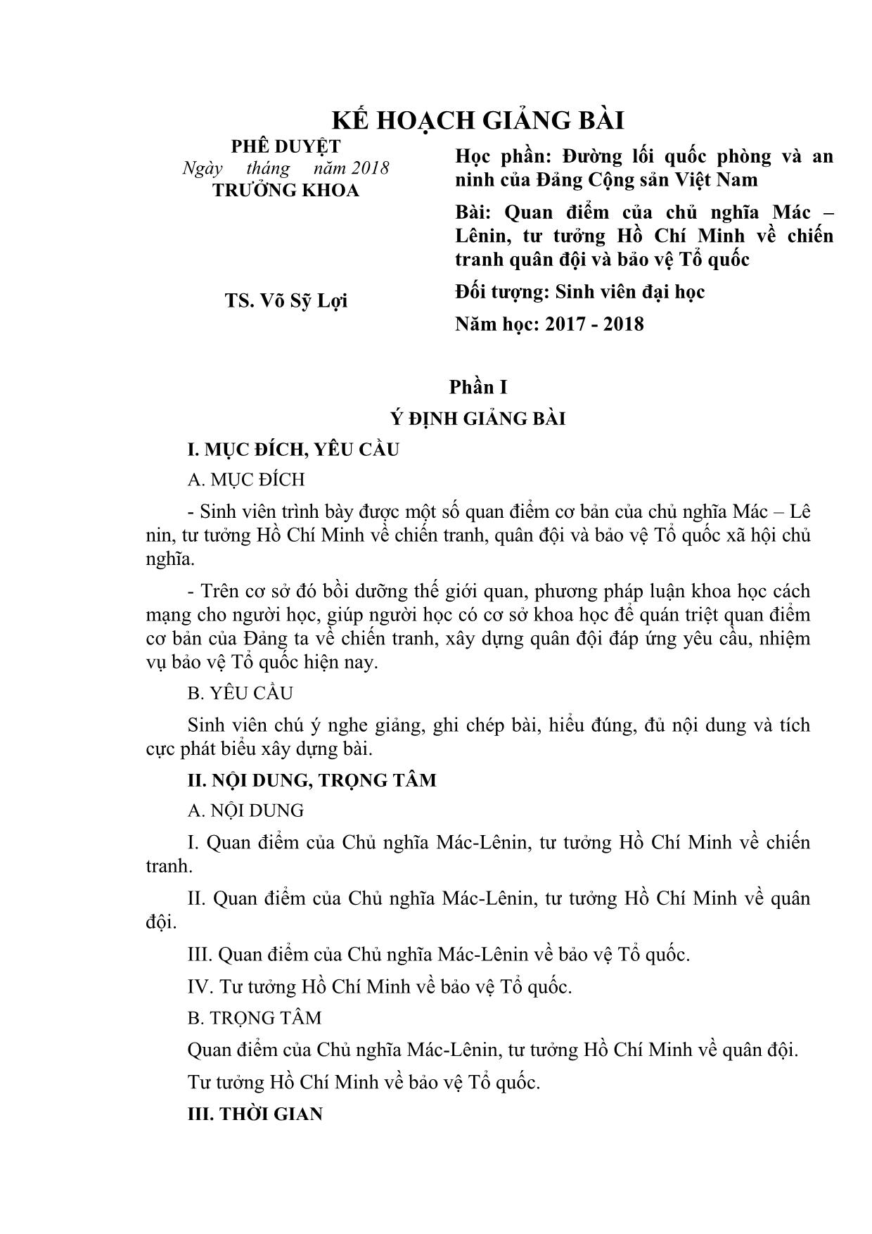 Bài giảng Quan điểm của chủ nghĩa Mác-Lênin, tư tưởng Hồ Chí Minh về chiến tranh quân đội và bảo vệ Tổ quốc trang 3