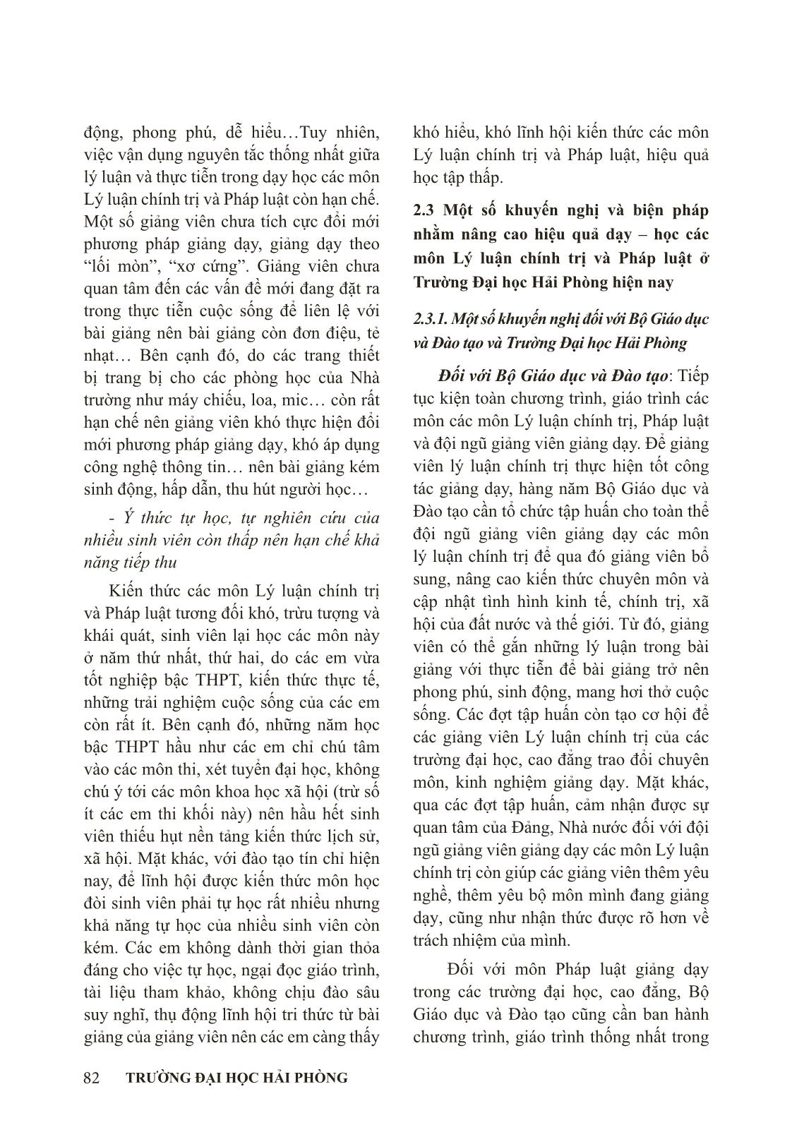 Nâng cao hiệu quả dạy, học các môn Lý luận chính trị và pháp luật ở trường Đại học Hải Phòng hiện nay trang 6