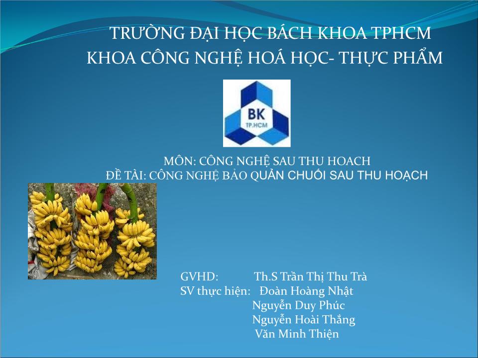 Đề tài Công nghệ bảo quản chuối sau thu hoạch trang 1