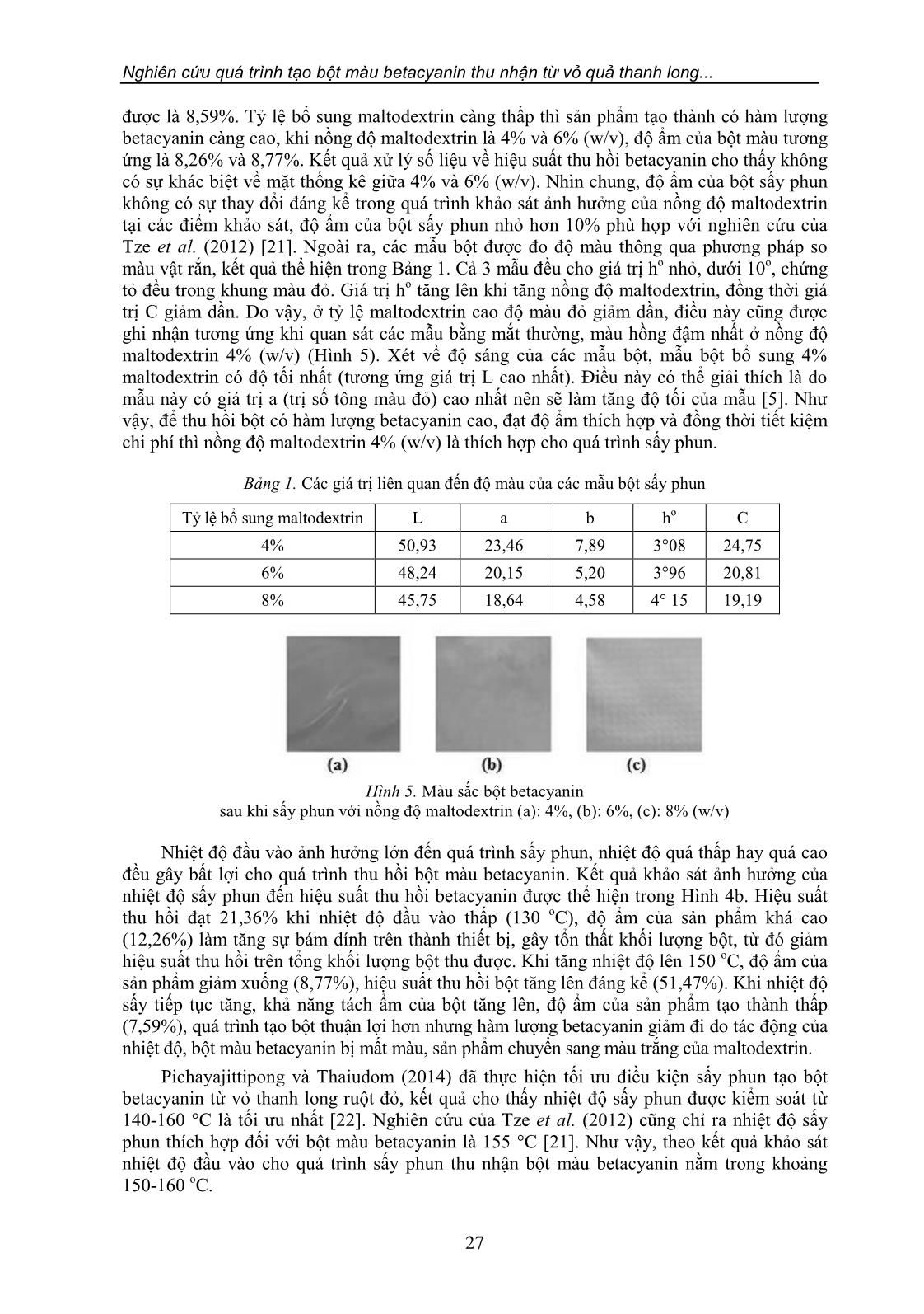 Nghiên cứu quá trình tạo bột màu Betacyanin thu nhận từ vỏ quả thanh long (Hylocereus undatus) trang 7