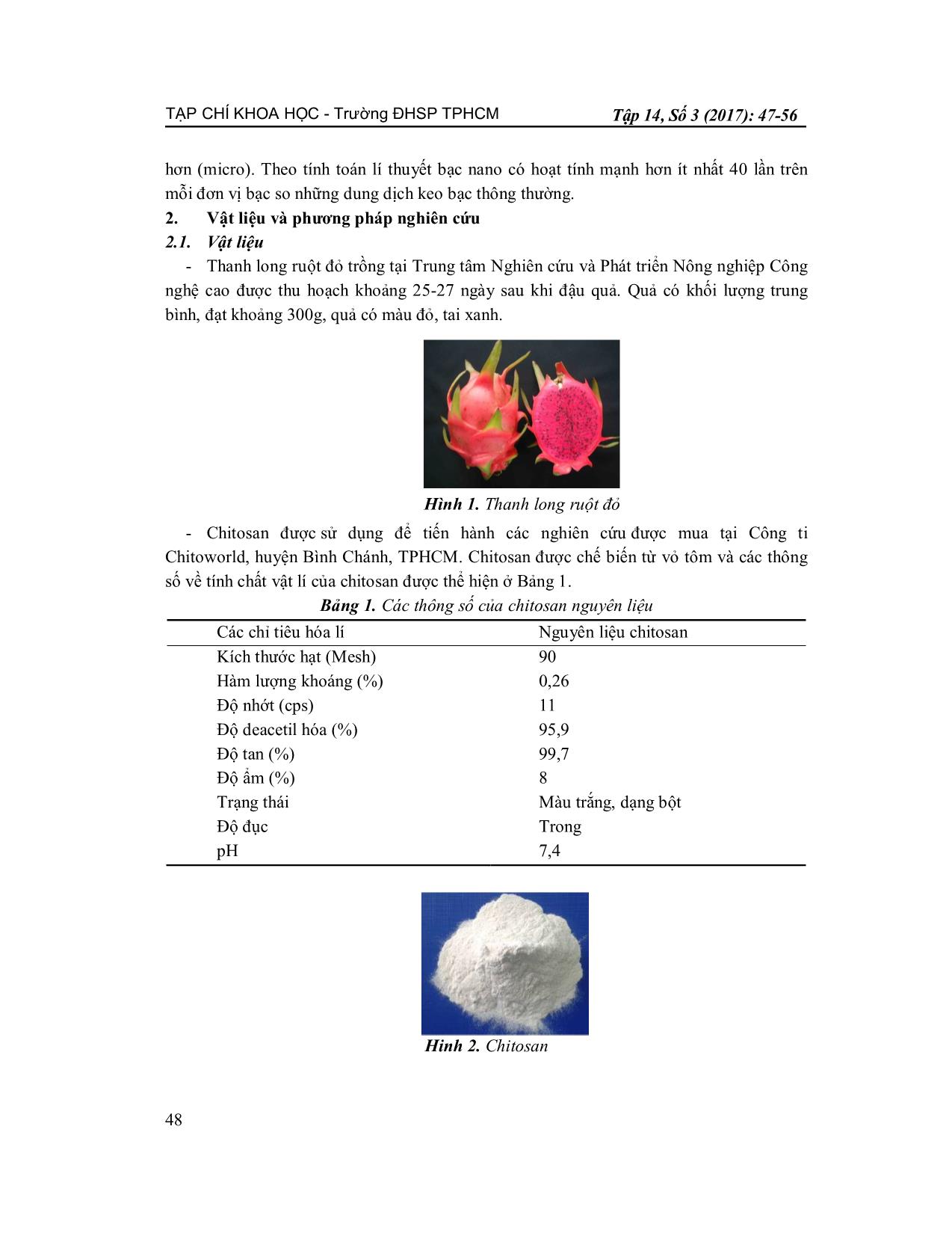 Nghiên cứu ứng dụng màng Chitosan-nano bạc trong bảo quản nhằm nâng cao chất lượng thanh long sau thu hoạch trang 2