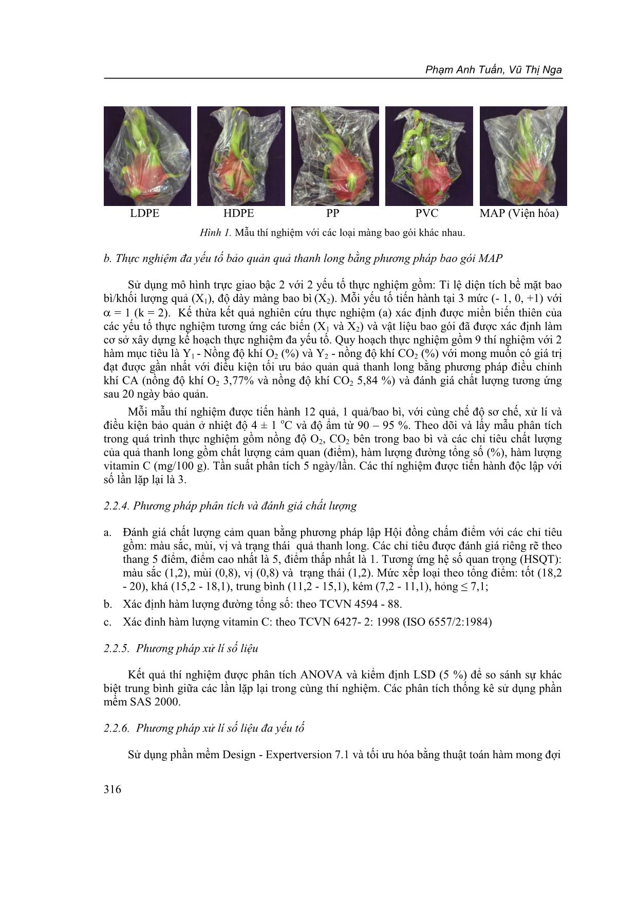 Tối ưu hóa một số thông số công nghệ bảo quản quả thanh long bằng kĩ thuật bao gói khí điều biến trang 3