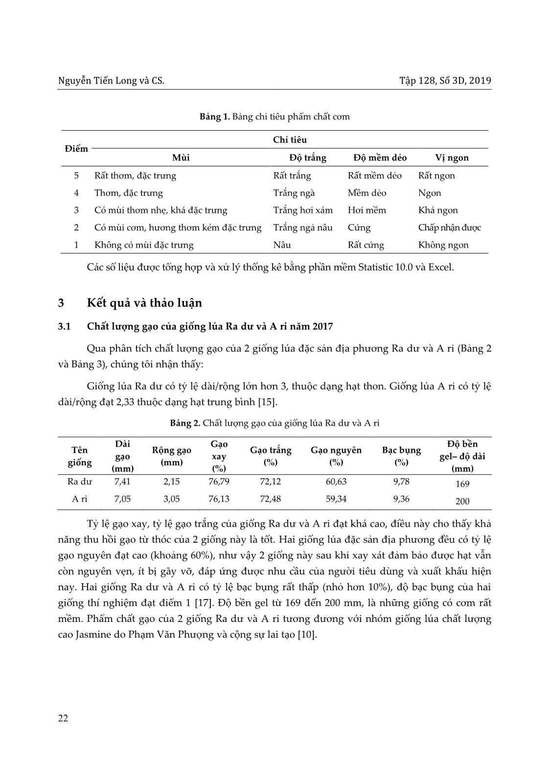 Ảnh hưởng của thời điểm thu hoạch và phương pháp sấy hạt đến chất lượng gạo của giống lúa Ra dư và A ri,đặc sản địa phương Thừa Thiên Huế trang 4