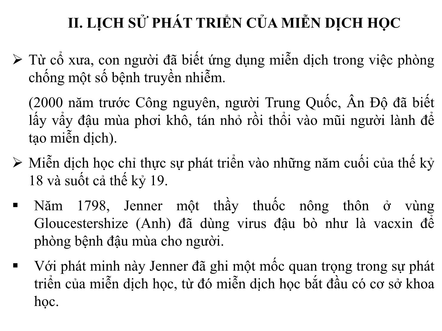 Bài giảng Miễn dịch học thú y - Chương I: Khái niệm về miễn dịch và lịch sử phát triển của miễn dịch học, phân loại miễn dịch trang 6