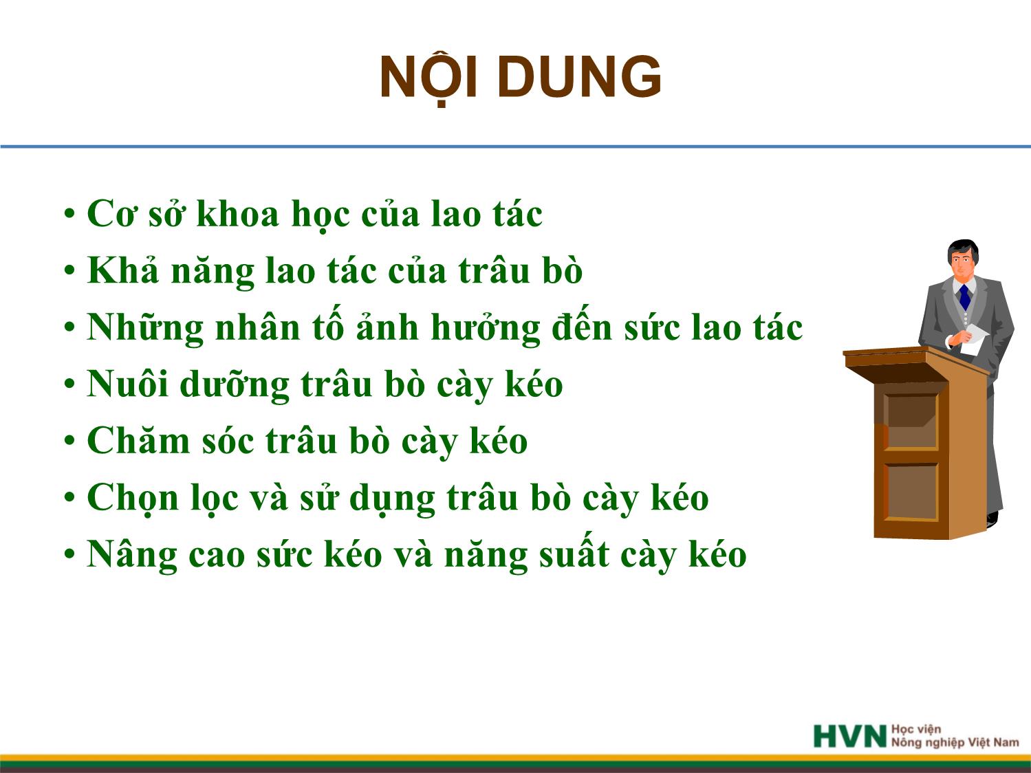 Bài giảng Chăn nuôi trâu bò - Chương 9: Chăn nuôi trâu bò cày kéo trang 2