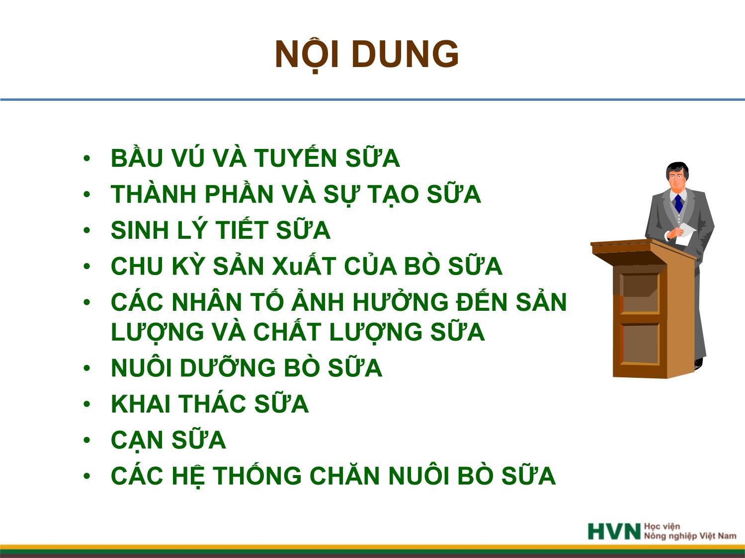 Bài giảng Chăn nuôi trâu bò - Chương 8: Chăn nuôi bò sữa trang 2