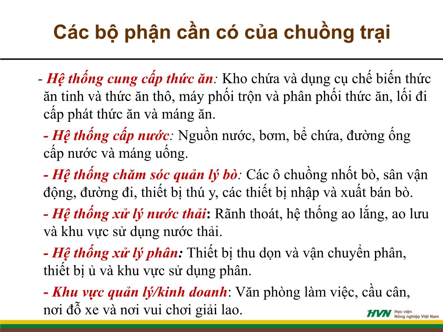 Bài giảng Chăn nuôi trâu bò - Chương 3: Chuồng trại chăn nuôi trâu bò trang 5