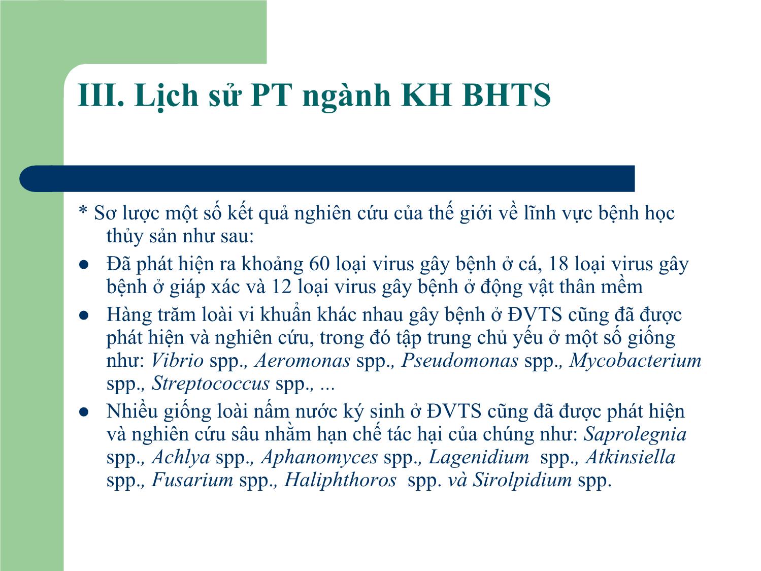 Bài giảng Nuôi trồng thủy sản - Bài mở đầu trang 10