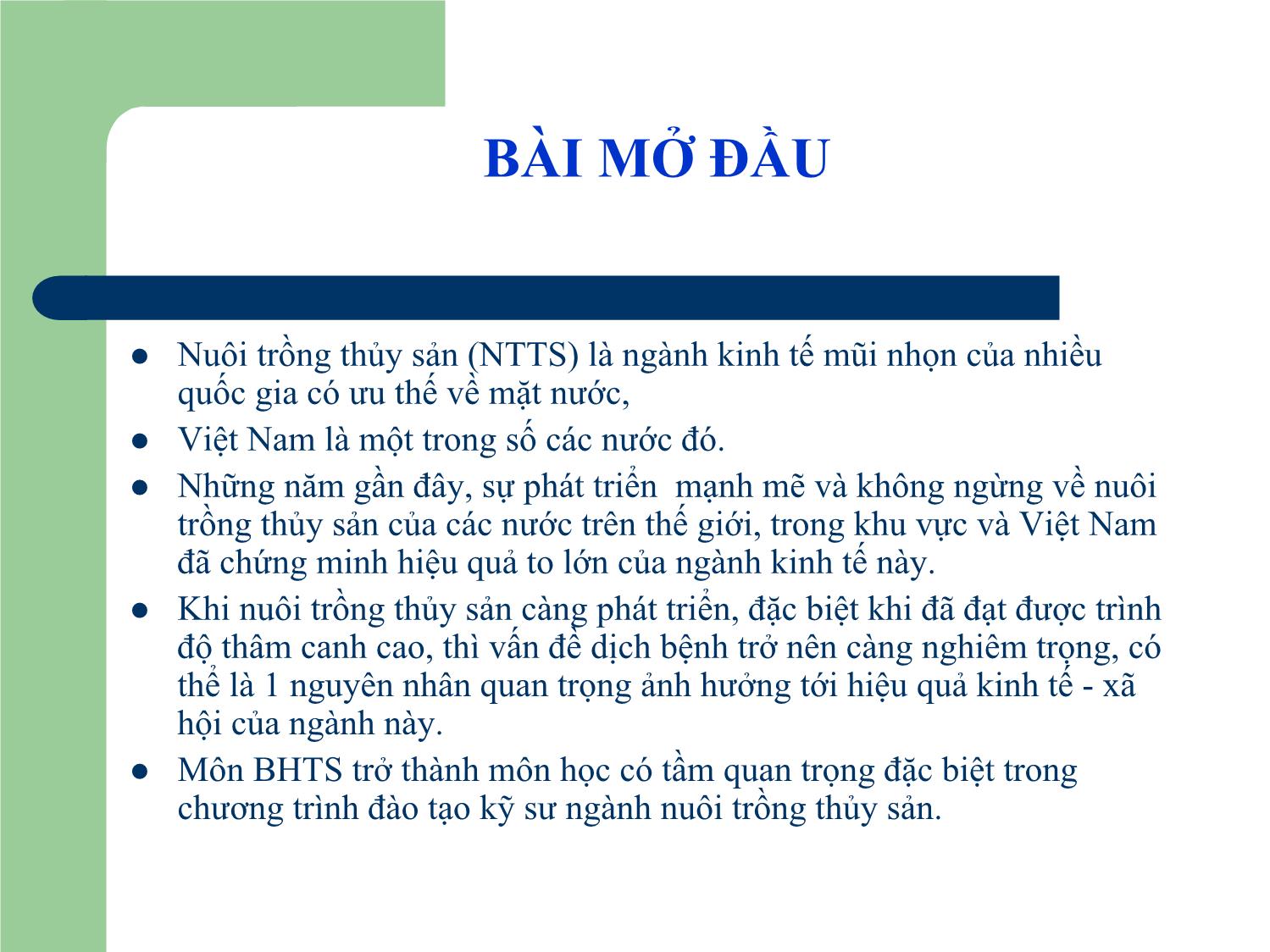 Bài giảng Nuôi trồng thủy sản - Bài mở đầu trang 2