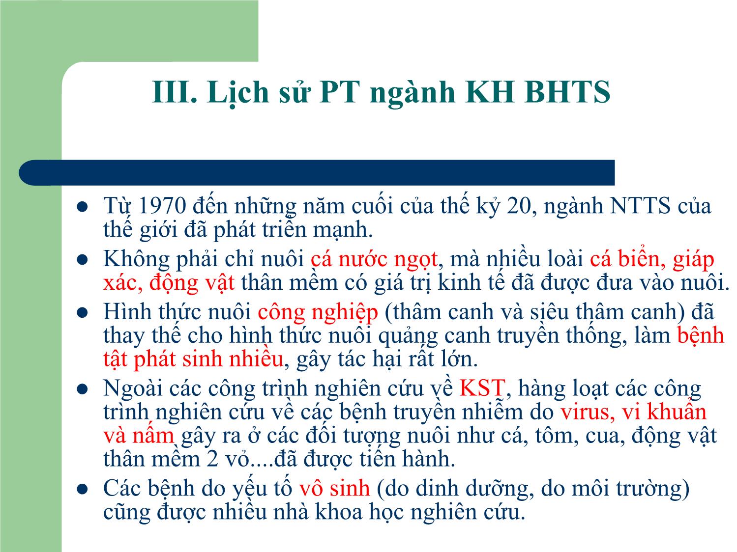 Bài giảng Nuôi trồng thủy sản - Bài mở đầu trang 8