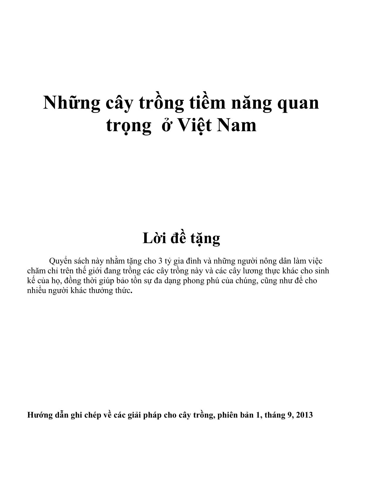 Những cây trồng tiềm năng quan trọng ở Việt Nam trang 2