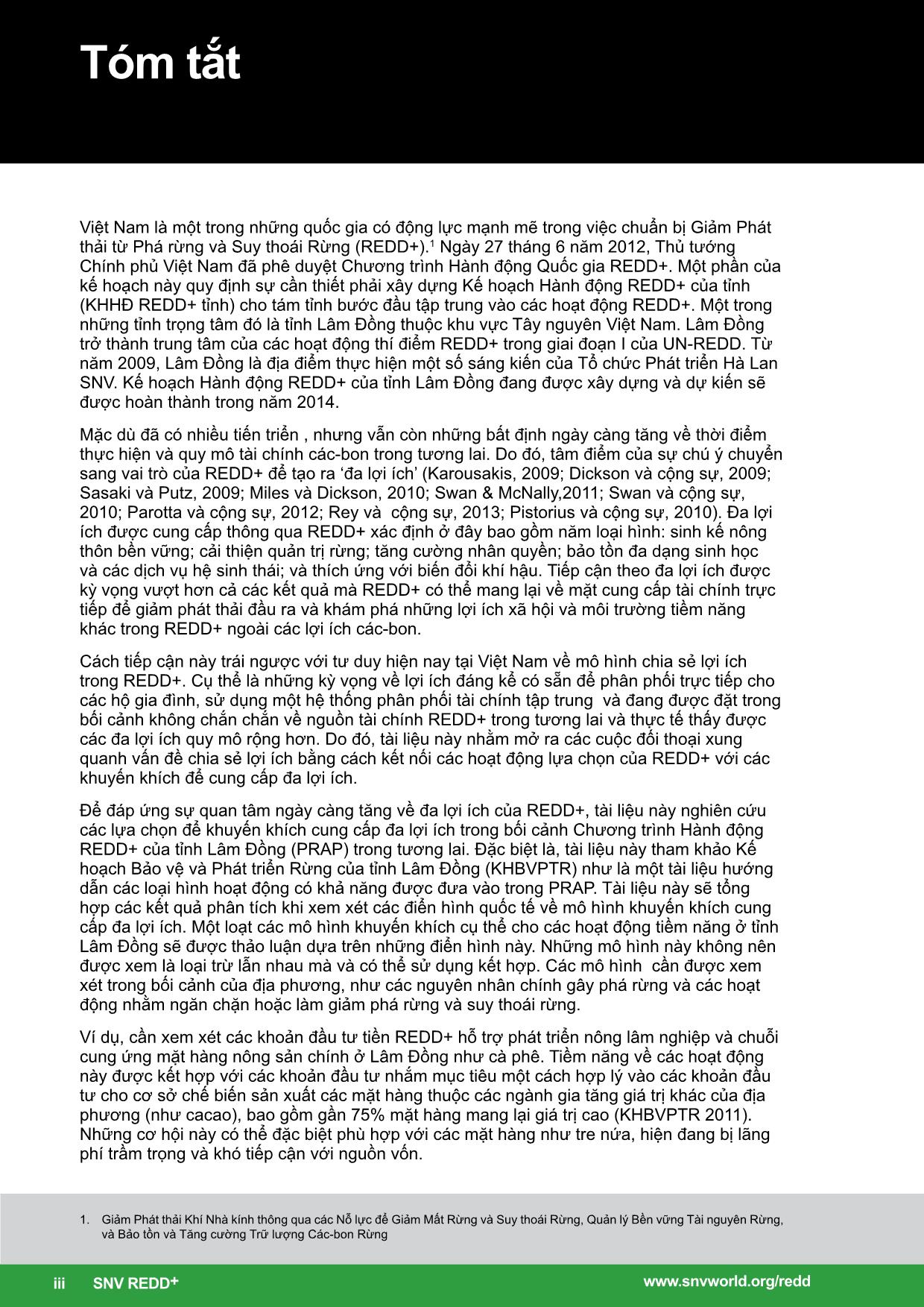 Mô hình khuyến khích đa lợi ích: Các lựa chọn cho Kế hoạch Hành động REDD+ của tỉnh Lâm Đồng trang 6