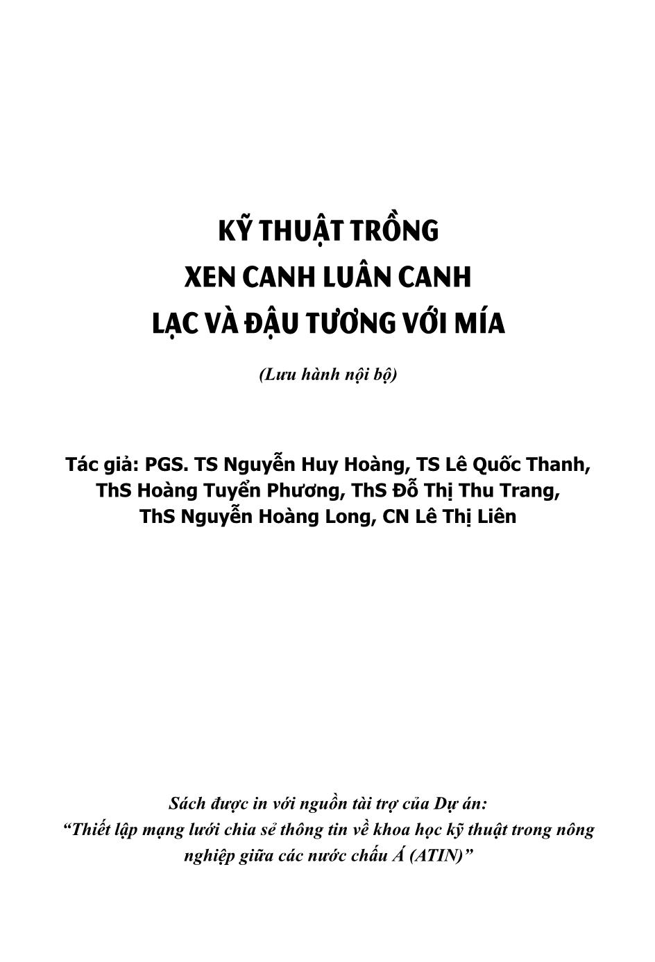 Kỹ thuật trồng xen canh luân canh lạc và đậu tương với mía trang 1