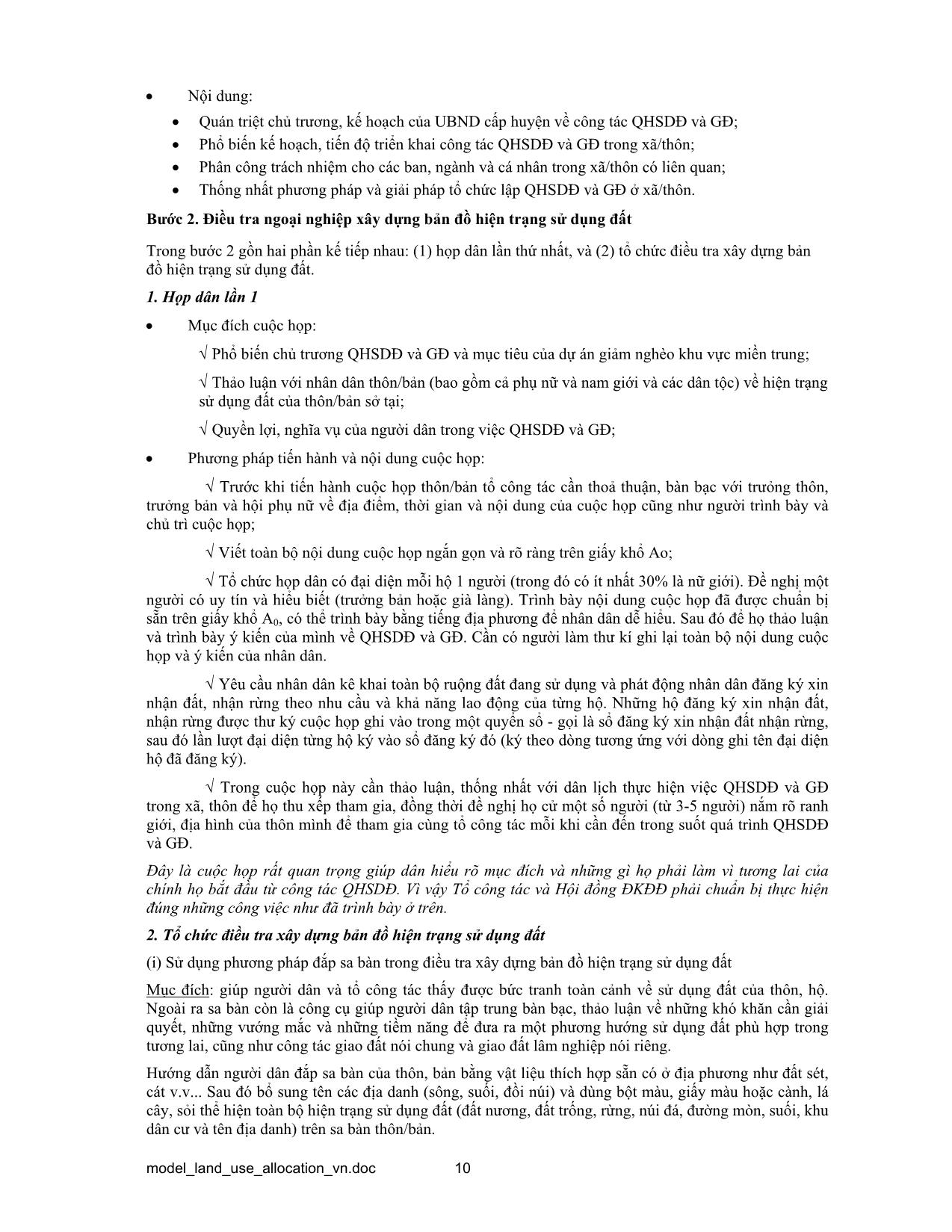 Tài liệu Mô hình quy hoạch sử dụng đất và giao đất có sự tham gia của cộng đồng trang 10