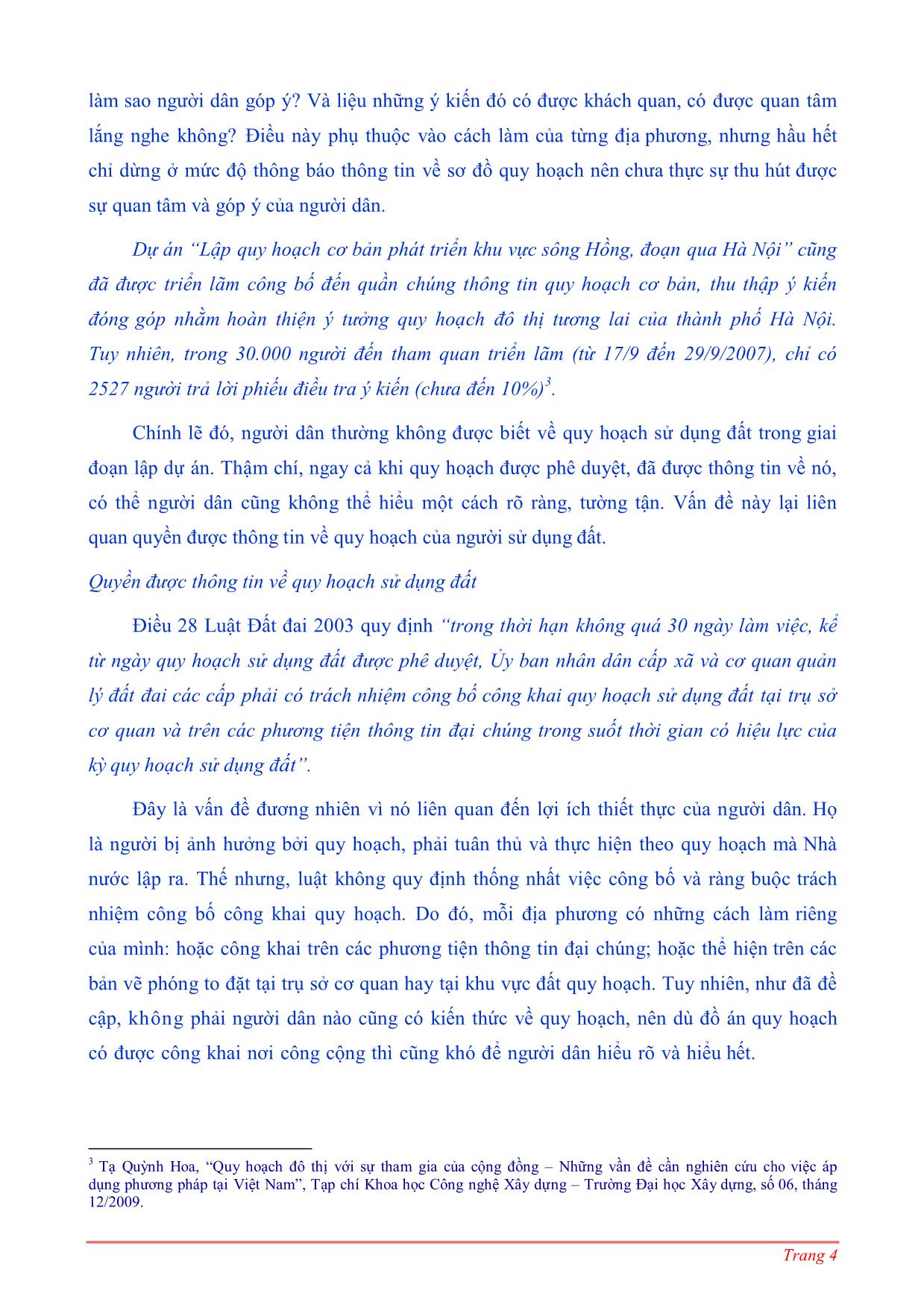 Quản lý đất đai theo quy hoạch và vấn đề đảm bảo quyền lợi của người sử dụng đất trang 4