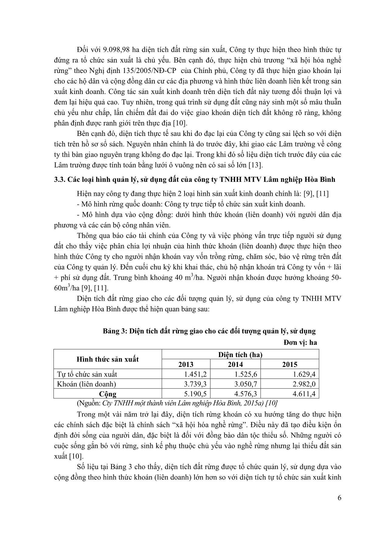 Quản lý, sử dụng đất nông, lâm trường dựa vào cộng đồng trên địa bàn tỉnh Hòa Bình – Nghiên cứu tại Công ty TNHH MTV Lâm nghiệp Hòa Bình trang 6