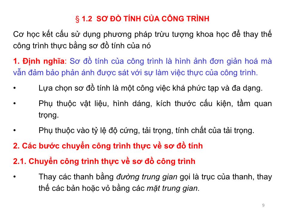 Bài giảng Cơ học kết cấu 1 - Chương 1: Mở đầu môn học trang 9