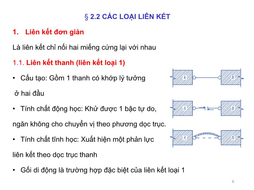 Bài giảng Cơ học kết cấu 1 - Chương 2: Phân tích cấu tạo hình học của các hệ phẳng trang 6