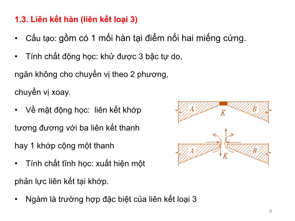 Bài giảng Cơ học kết cấu 1 - Chương 2: Phân tích cấu tạo hình học của các hệ phẳng trang 8