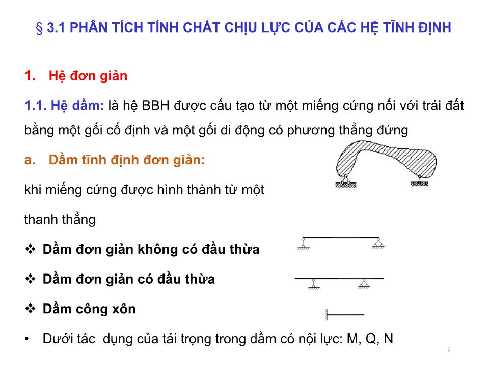 Bài giảng Cơ học kết cấu 1 - Chương 3: Xác định nội lực trong hệ phẳng tĩnh định chịu tải trọng bất động trang 2