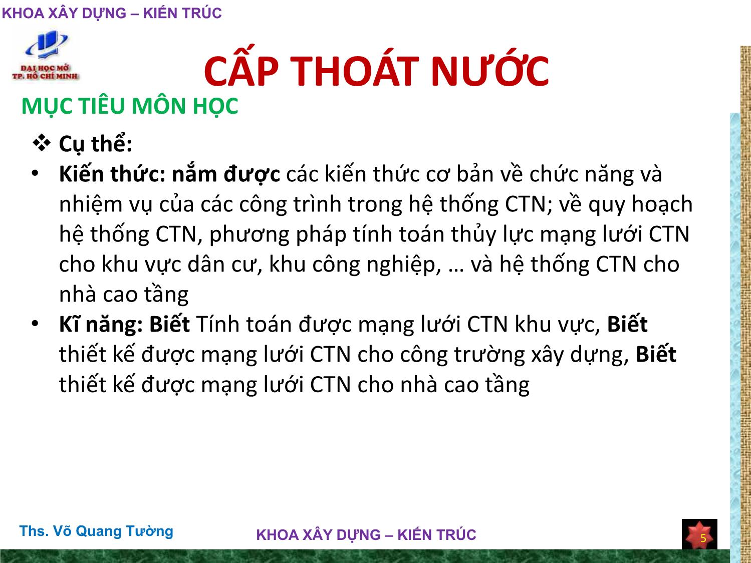 Bài giảng Cấp thoát nước trang 5