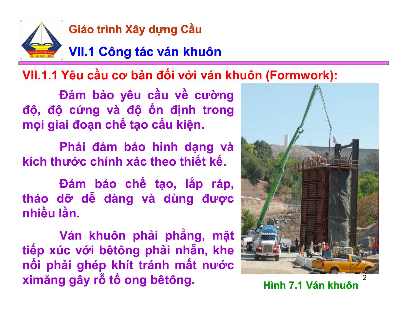 Bài giảng Xây dựng Cầu - Chương VII: Xây dựng xây dựng mố trụ cầu mố trụ cầu trang 2