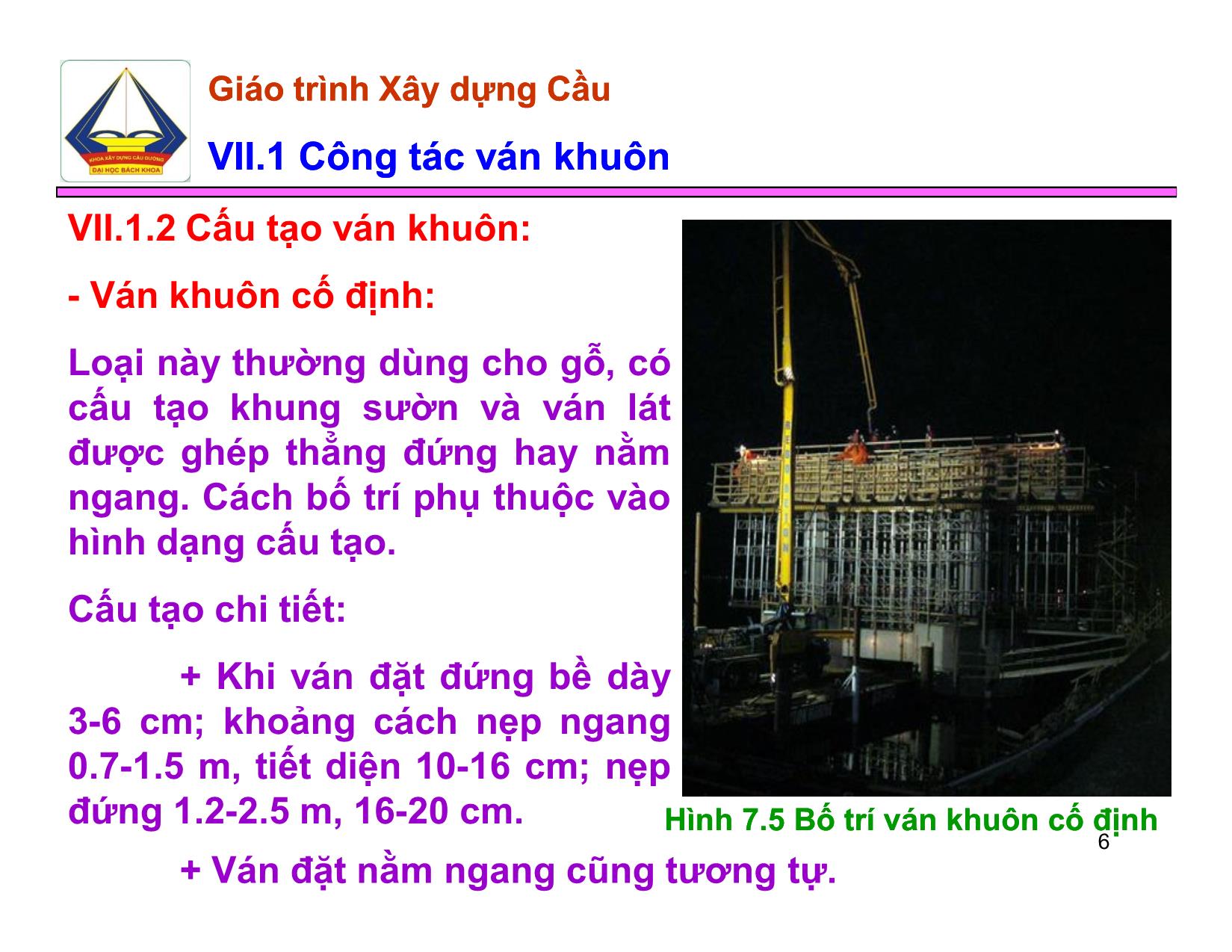 Bài giảng Xây dựng Cầu - Chương VII: Xây dựng xây dựng mố trụ cầu mố trụ cầu trang 6