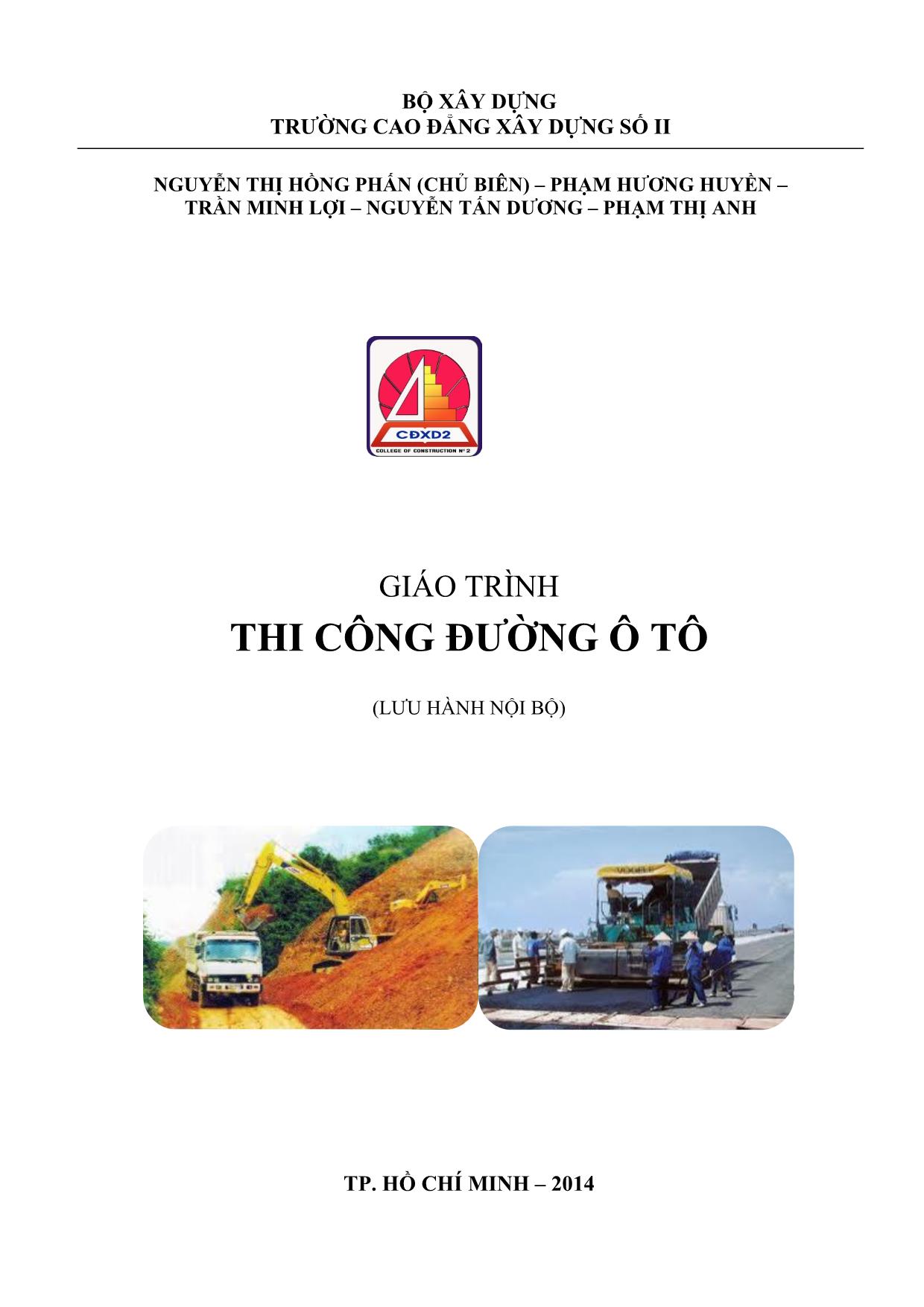 Giáo trình Thi công đường ô tô trang 1