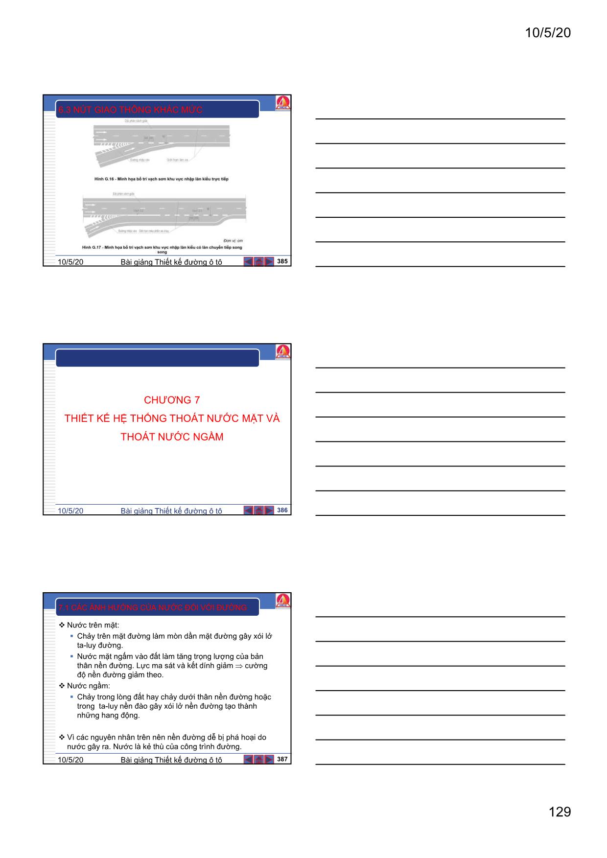 Bài giảng Thiết kế đường ô tô - Chương 7: Thiết kế hệ thống thoát nước mặt và thoát nước ngầm trang 1