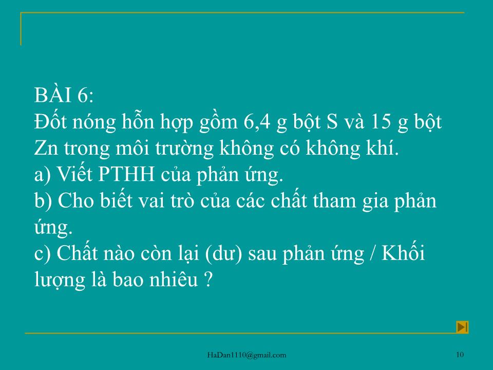 Bài giảng Hóa học Lớp 10 - Bài 34: Luyện tập oxi và lưu huỳnh trang 10