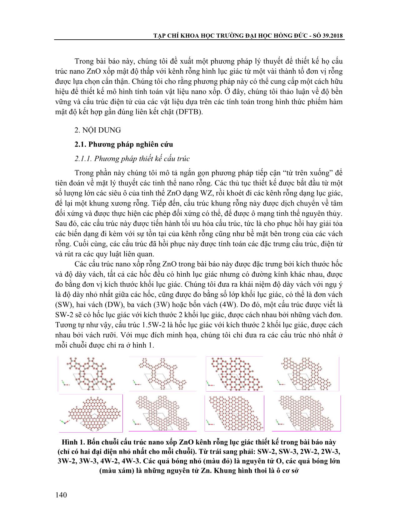 Nghiên cứu mô phỏng động lực phân tử cấu trúc nano xốp ZnO kênh rỗng dạng lục giác trang 2