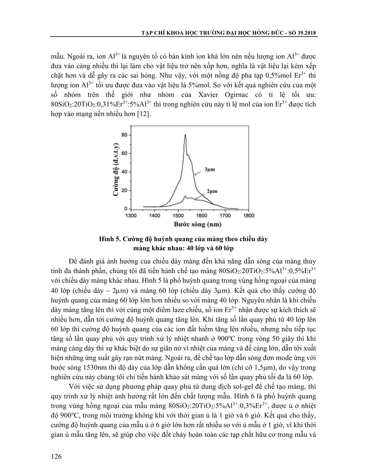 Ảnh hưởng của nồng độ ion Al3+ và điều kiện công nghệ tới tính chất quang của màng Silica-titania pha tạp ion Er3+ ứng dụng trong quang dẫn sóng trang 7