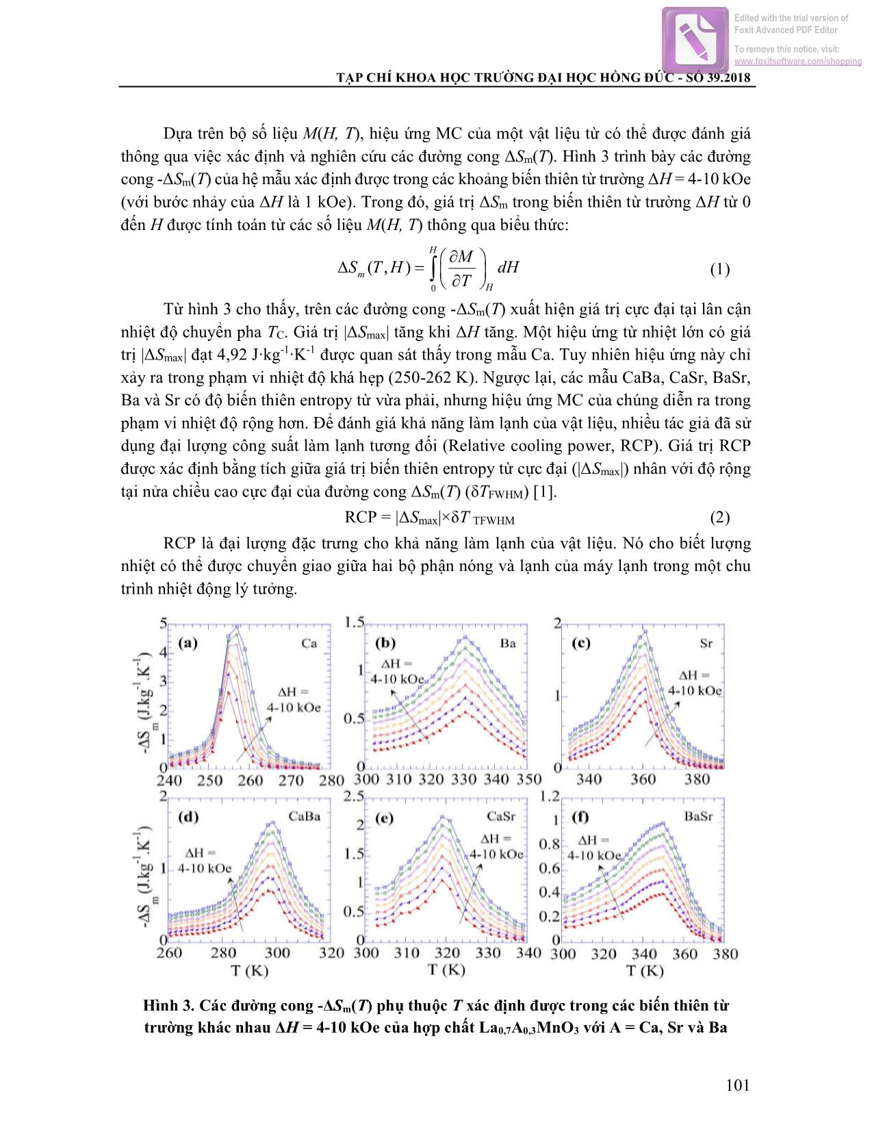 Tính chất từ nhiệt của hệ vật liệu Perovskite nền mangan La₀,7A₀,3MnO₃ với A Là Ca, Sr và Ba trang 5