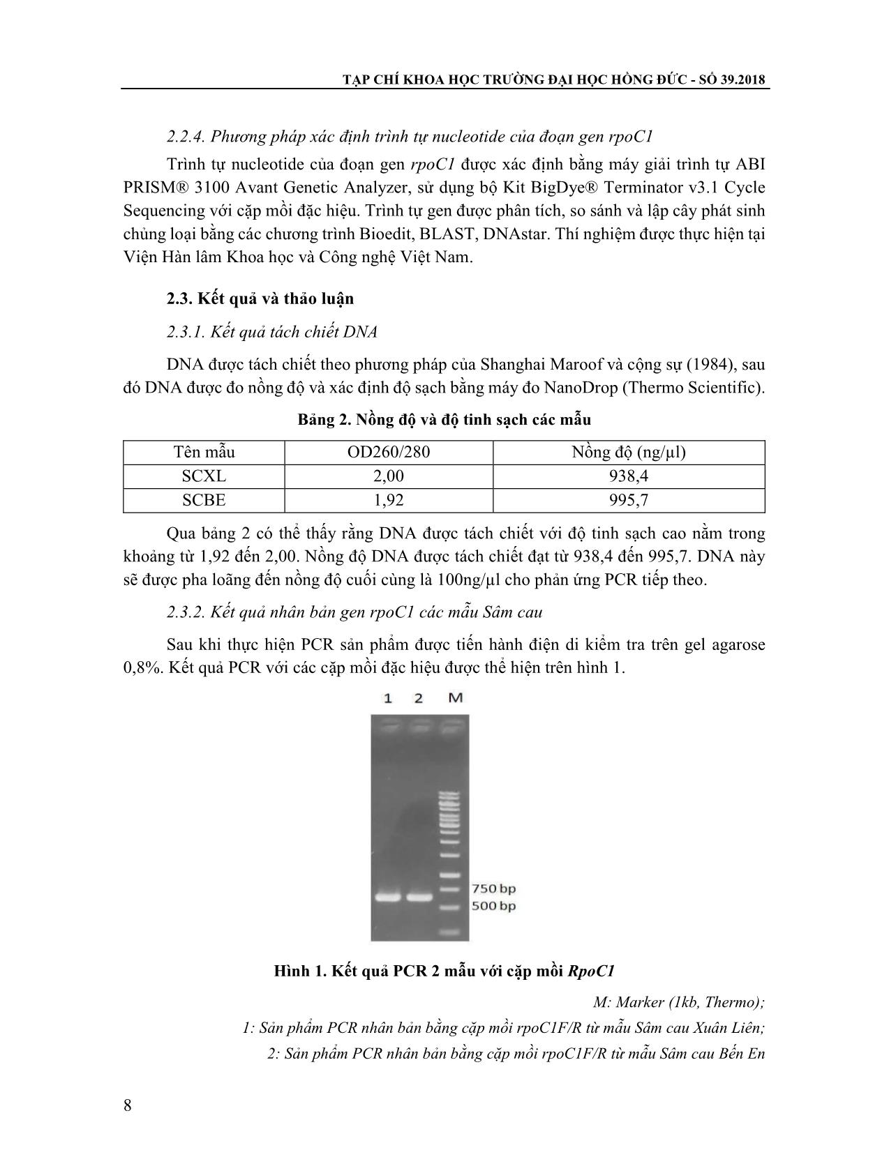 Phân lập và xác định trình tự gen RPOC1 từ loài Sâm cau (Curculigo orchioides Gaertn.) tại Thanh Hóa trang 4
