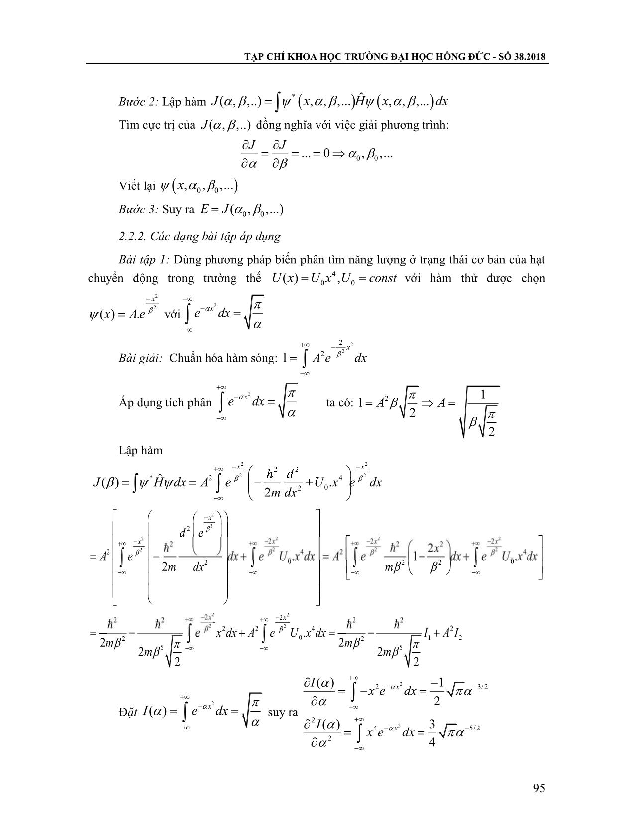 Sử dụng phương pháp biến phân Ritz trong các bài tập cơ học lượng tử cho sinh viên chuyên ngành Vật lý của trường Đại học Hồng Đức trang 3