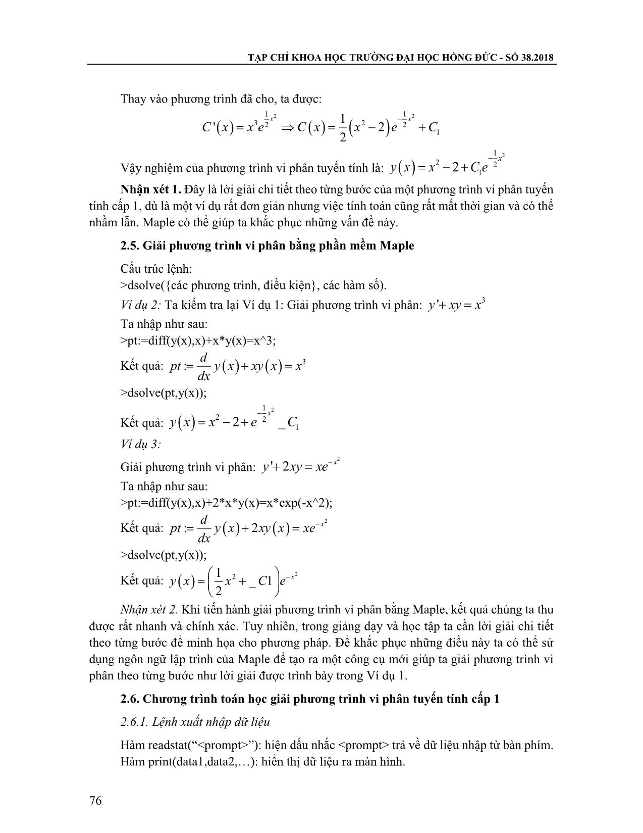 Dạy và học phương trình vi phân với sự trợ giúp phần mềm toán học Maple trang 3
