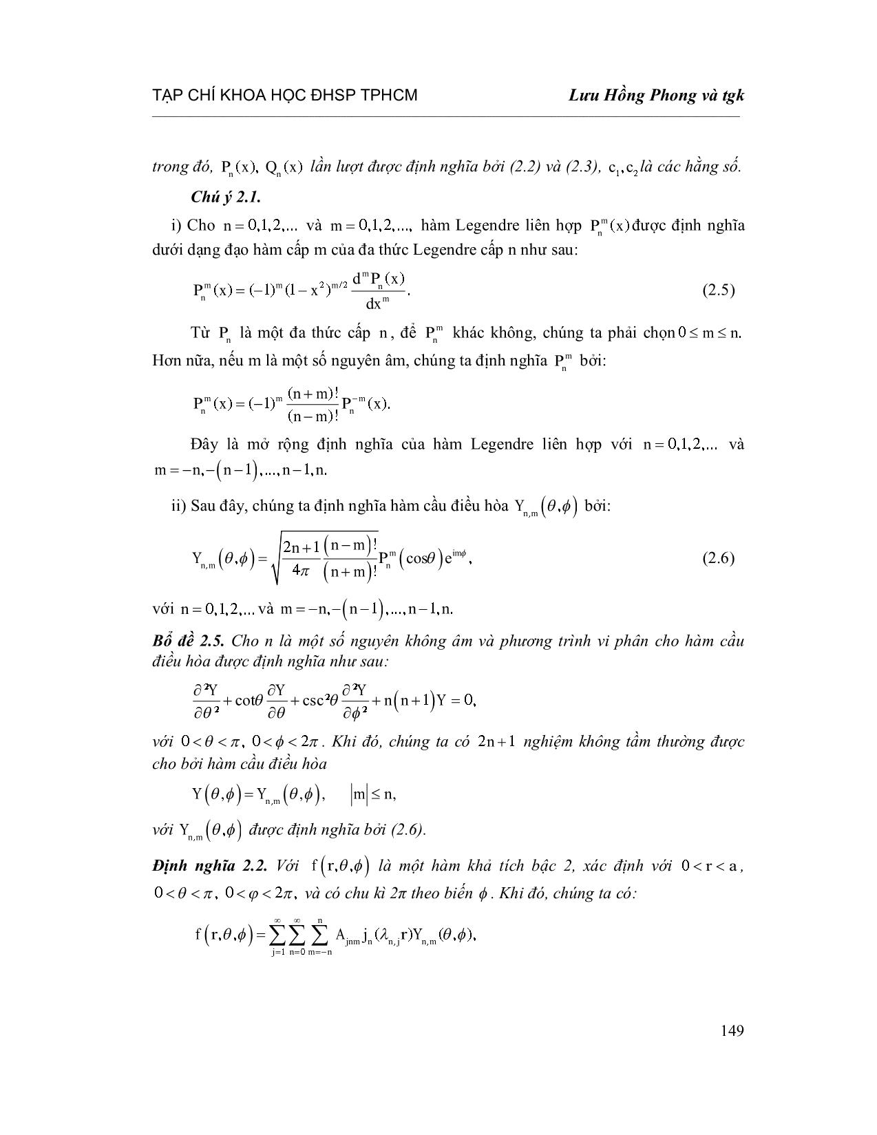 Chỉnh hóa bài toán nhiệt ngược với hệ số phụ thuộc thời gian trong tọa độ cầu trang 5