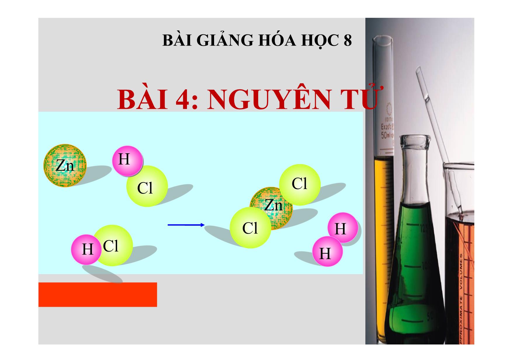 Bài giảng Hóa học Lớp 8 - Bài 4: Nguyên tử trang 1